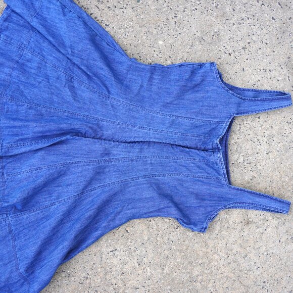 LOFT Chambray Seamed Mini Flare Dress 10 Square Neck - Picture 5 of 15